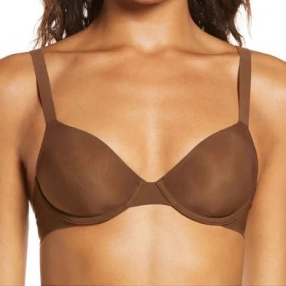 Skims naked Demi underwired stretch-mesh bra in Smokey quartz NWT - Picture 2 of 4